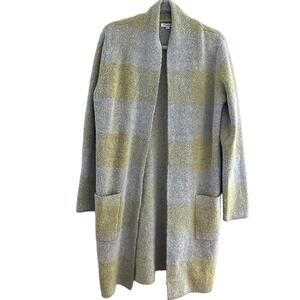 Baciano Yellow Gray Long Cardigan Car Coat with Pockets-Size Small